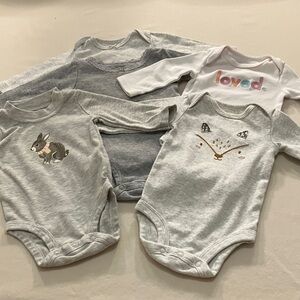 Carter's Gray and White Bodysuits with Animal Designs